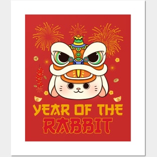 Chinese New Year Dabbing Rabbit Fireworks New Year Eve 2023 Posters and Art